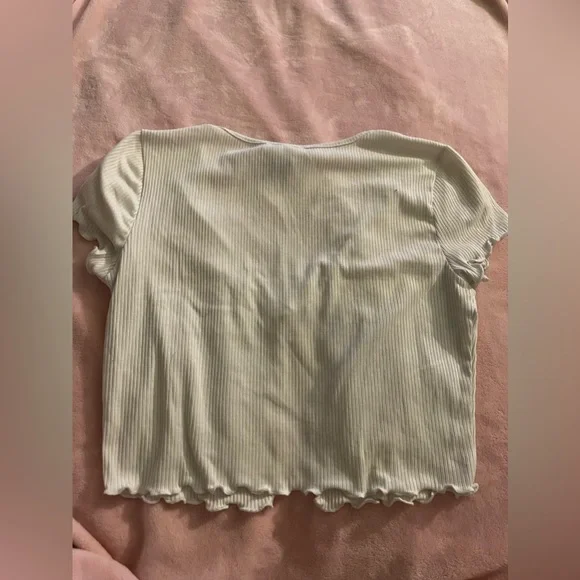 white tie up open front crop top - Picture 2 of 2